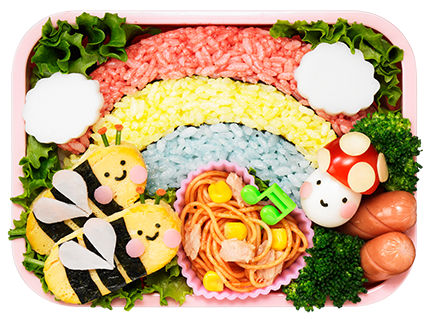 デコふりで、カラフルな虹！雨上がりルンルン弁当