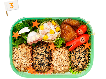 きなこちゃんで、まさかのおはぎ！きなこ星★上陸弁当