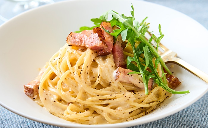 豆乳入りのぺぺたまパスタ