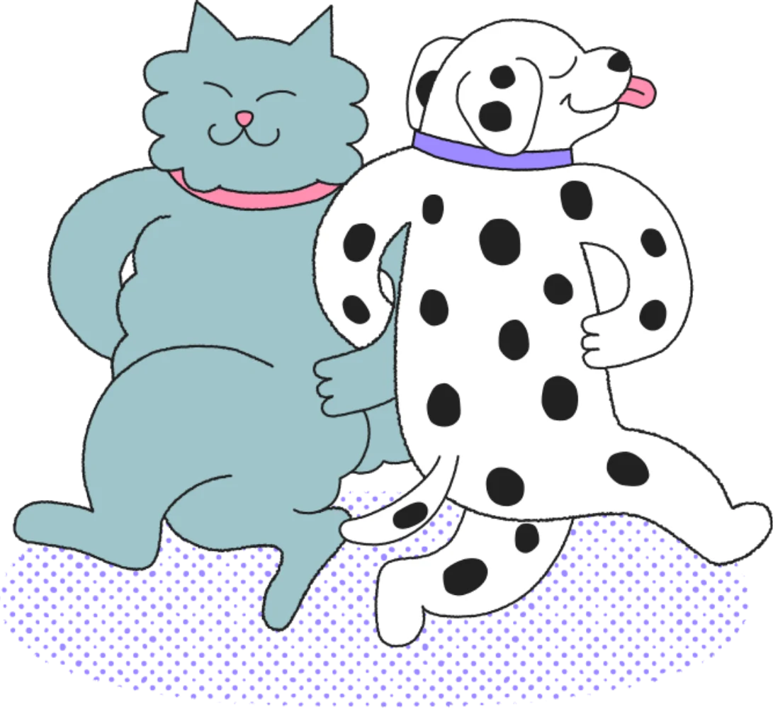 猫ちゃんとワンちゃんのダンス