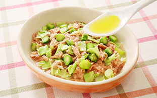 アスパラとキャベツの春野菜丼