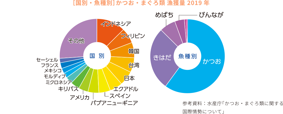 [国別・魚種別]かつお・まぐろ類 漁獲量 2019年