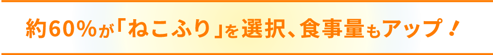 約60％が「ねこふり」を選択、食事量もアップ！