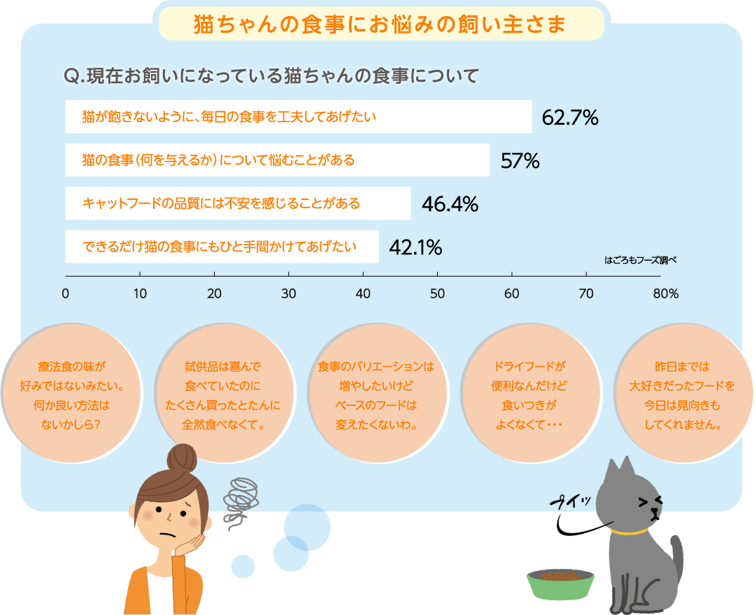 猫ちゃんの食事にお悩みの飼い主さま