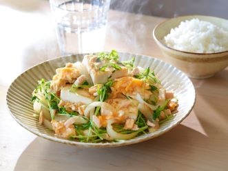 シーチキンと豆苗のチャンプルー
