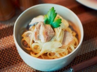 鶏ときのこのクリームパスタ