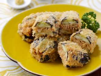 なすのシーチキンはさみ揚げ