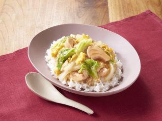 シーチキンと白菜のとろとろ卵あんかけご飯