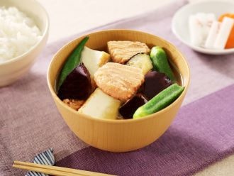 なすとオクラのシーチキンおみそ汁