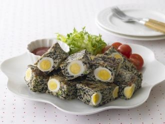 ひじきとうずらの卵のフライパンでチキンローフ