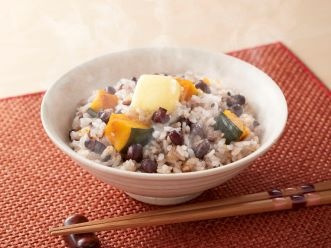 あずきとかぼちゃの炊き込みご飯