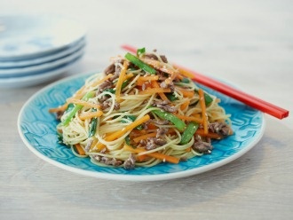細切りにんじんとにらの中華風サラスパサラダ